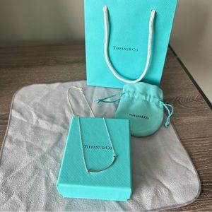 Tiffany & Co. Sterling Silver Small Tiffany T Smile, Adjustable Chain 16-18”